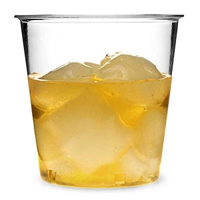 Image of drinkstuff Disposable Plastic Tumblers 10.6oz / 300ml Set of 50 Whiskey Rocks Glasses