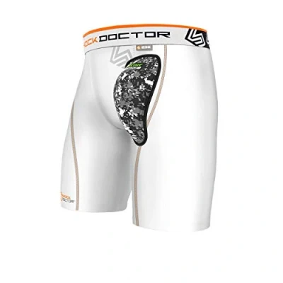Image of Shockdoctor Men&#039;s Aircore Hard Cup Compression Shorts, White, 2X Large