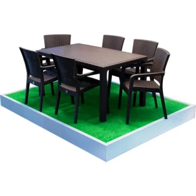 Image of OMS Home Store Garden Patio Furniture Set 6 Seater Chairs Table Outdoor Bistro Rattan Style