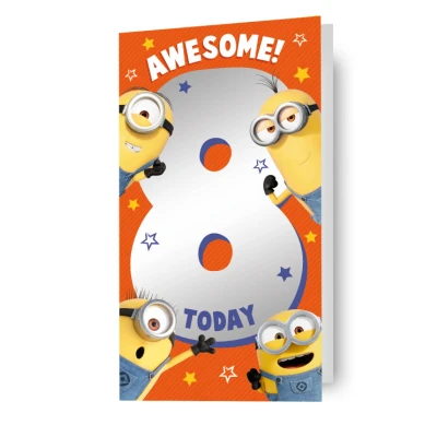 Image of Despicable Me Age 8 Birthday Card, 8th Eight Climate Pledge Friendly Recyclable Officially Licensed Card