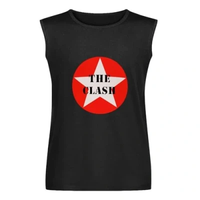 Image of Men&#039;s Vest TankPrinted T Shirt Clash Star Logo Black Mens Short Sleeve Men Casual Sleeveless Tops Clothing S