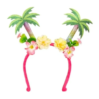 Image of Boland Palmera Headband, Multicoloured, One Size Vibrant Accessory with Flowers, Green Feathers, and Decorative Palm Trees for Hawaiian Costumes