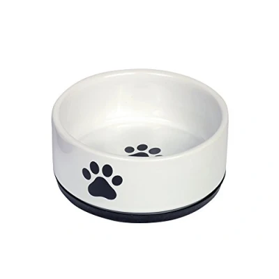 Image of Nobby Ceramic Bowl Paw Black/White Diameter 14 x 6.5 cm Pack of 1