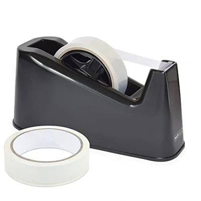 Image of Rapesco 1540 Germ Savvy Antibacterial, 500 Heavy Duty Tape Dispenser with 2 Rolls, Black