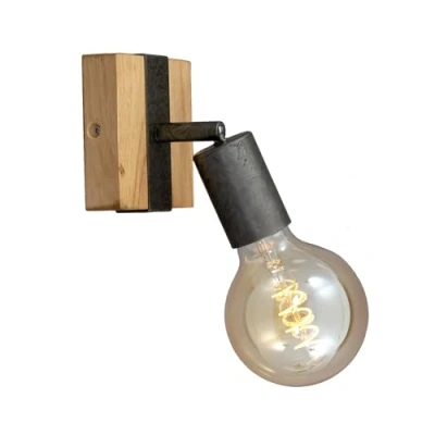 Image of BRILONER Adjustable Wall Light, Vintage, E27 Socket, max 25W, Wooden Base, lamp, Indoor Lights, Bedside Living Room Bedroom 10x10,3x9 cm, Wood Black