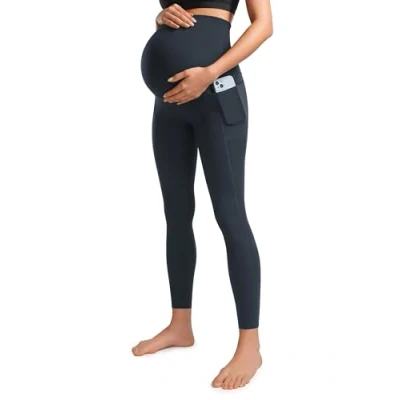 Image of CRZ Yoga Womens Butterluxe 25&#039;&#039; Maternity Leggings with Pockets Over The Belly Soft Workout Pregnancy Pants True Navy 14