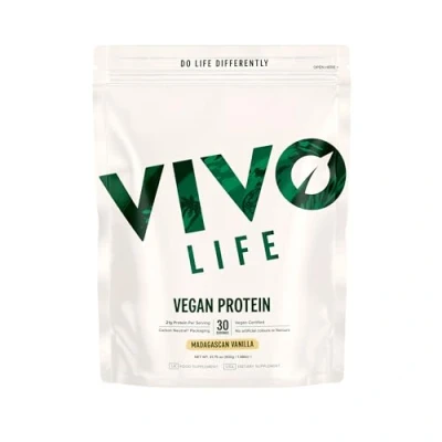 Image of Vivo Life Vegan Protein Powder 21 Grams of Plant Based per Scoop, 30 Servings (900g) (Vanilla)