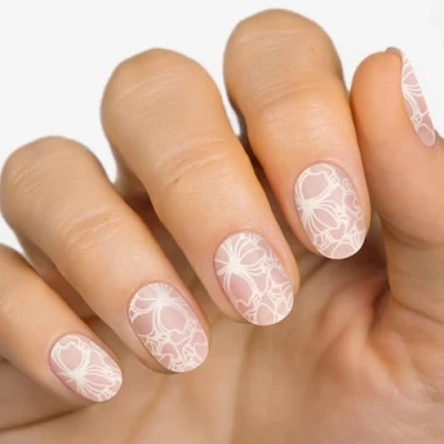 Image of MOYOU LONDON Semi Cured Gel Nail Strips 20 Pcs. Wraps for Salon Quality Manicure Works with Any UV Lamp Easy to Apply, Trim, &amp; Remove Stickers Laced Attitude