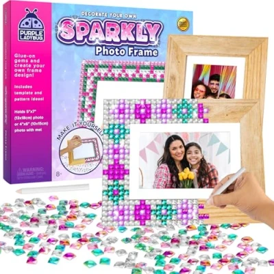 Image of PURPLE LADYBUG Mosaic Photo Frame Craft Kits for Kids Girls Birthday Presents Age 6+, Gifts 10 Year Olds Girls, Teenage Gifts, Great 6 Old Girl &amp; Arts and Crafts 8