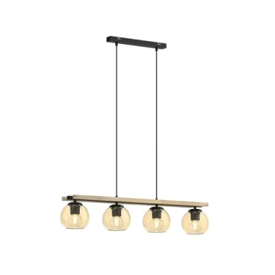 Image of Ceiling Light &#039;Enrique&#039; dimmable (Vintage, Antique) in Brown Made of Glass for e.g. Living Room &amp; Dining (4 Sources, E27) from Lindby Pendant Lighting, lamp, Hanging