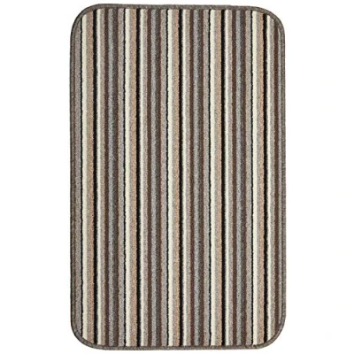 Image of Dandy by William Armes, Ios Stripe Indoor Washable Rug, Silver, 80 x 50