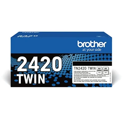 Image of BROTHER TN 2420TWIN Toner Cartridge, Black, Twin Pack, High Yield, includes 2 x Genuine Supplies