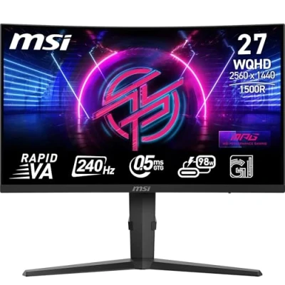 Image of MSI MPG 275CQRXF 27 Inch WQHD Curved Gaming Monitor 1500R 2560 x 1440 Rapid VA Panel, 240 Hz / 0.5ms (GtG, Min.), Adaptive Sync DP 1.4a, HDMI 2.0b CEC