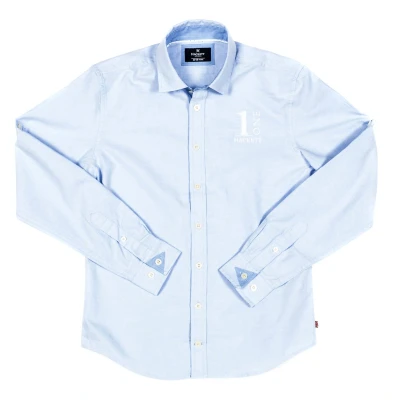 Image of Hackett London Boys Boy&#039;s long sleeved shirt with lapel collar HK301005 Blue Size 15 16Y