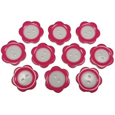 Image of Colour Rim Daisy Flower Plastic Buttons 20mm (Pink, 10)