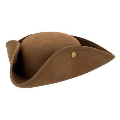 Image of Boland Faux Leather Brown Pirate Hat, Tricorn, Unisex for Men and Women, Fancy Dress Accessory, Headwear, Halloween, Adult, One Size (Brown)