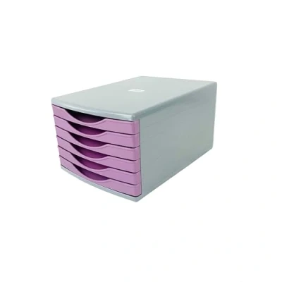Image of Deflecto Lavender Desk Drawer Set featuring 6 x 30mm Drawers In Soft Pastel Tones Organiser Small Storage Desktop A4
