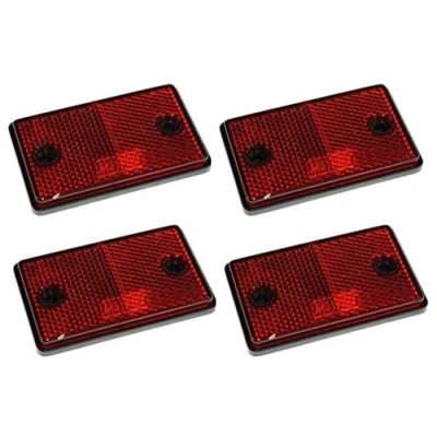 Image of 4 x Red Rear Reflectors for Trailers, Trucks, Caravans, Maypole, Square