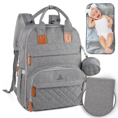 Image of Royal Rascals Baby Changing Backpack Spacious Newborn &amp; Toddler Storage Diaper Nappy Bag, Mat, Bottle Pacifier Storage, Wipes Dispenser Essential Mum Dad Travel Organiser Bag