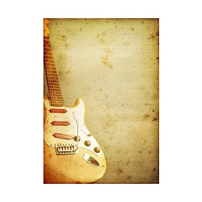 Image of Wee Blue Coo Painting Illustration Abstract Guitar Music Instrument Wall Art Print