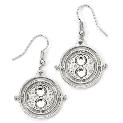 Image of Harry Potter Silver Tone Time Turner Drop Earrings