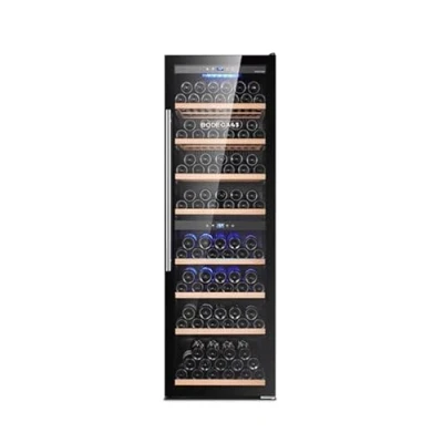 Image of BODEGA43 180 Freestanding Wine Fridge Large Cooler with 2 zones, 5 20 ºC, 480 litres, bottles, 8 shelves, full glass design door, low noise (41 dB) and very little vibration
