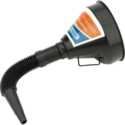Image of Draper 140mm PVC Flexible Funnel Gauze Filter Handle for Efficient Refilling Multifunctional Funnels 56141, Black