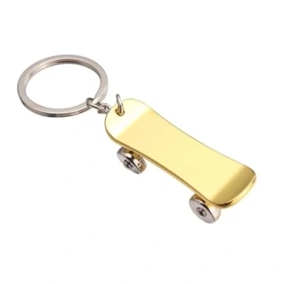 Image of CAOXIAN Skateboard Metal Keyring Skater Deck Key Ring Extreme Sports Keychain Pendant Interesting Simulation Scooter Can Gliding Keychain, yellow, M