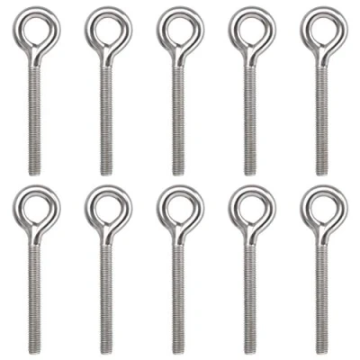 Image of Jubaopen 10PCS Eye Bolts M8 Bolt Ringbolt Long Shank 304 Anchor Stainless Expansion Screw Steel Hook Screws Coil Threaded Rod Ring Yacht Boat