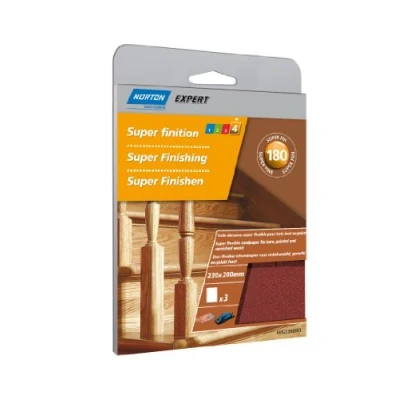 Image of Norton Sandpaper Super Flexible Grain Size 180/230 x 280 mm/Pack of 3