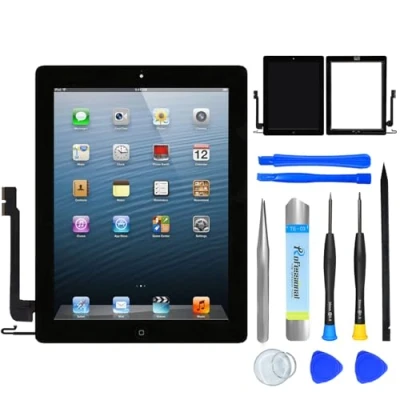 Image of NB+ Screen for iPad 4 Gen Replacement, 9.7&quot; Digitizer 2012,for 9.7 2012 A1458 A1459 A1460, Pre Installed Adhesive,Inculde Repair Tools,With Home Button(Black)