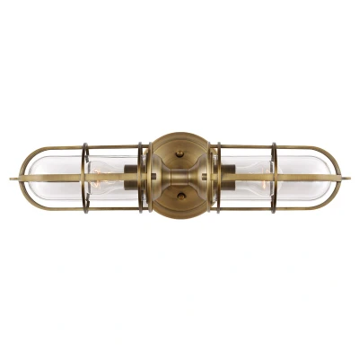 Image of Feiss Urban Restoration 2 Light Wall Dark Antique Brass IP44
