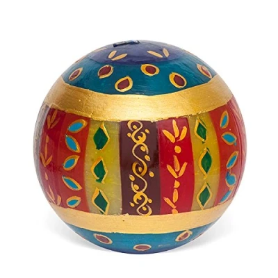Image of Kapula South African Large Ball Candle Fair Trade Hand Painted Mineral Design Single Wick 12 cm