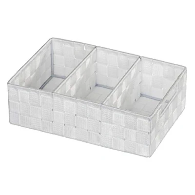 Image of WENKO Organizer Adria with handles/3 separations in white, Polypropylene, 21 x 32 10 cm