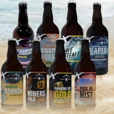 Image of Keltek Brewery Real Ale 8 x 500ml Glass Bottles Mixed Case, Authentic Cornish Lager &amp; Hamper