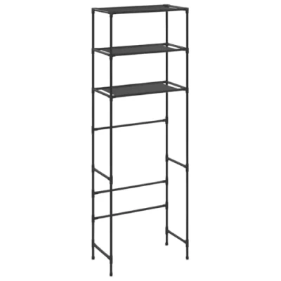 Image of vidaXL Stainless Steel 3 Tier Storage Rack Over Toilet, Freestanding Bathroom and Laundry Organizer Shelf, Easy Assembly, Versatile use Black