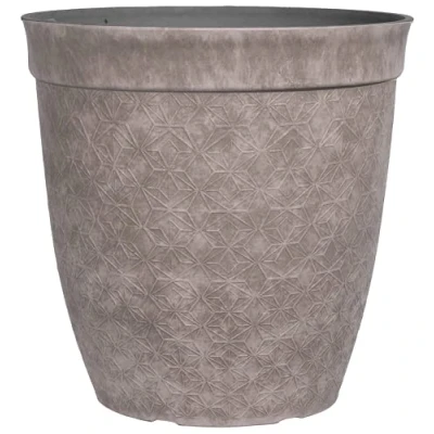 Image of Muddy Hands 25 Litre Geometric Large Plant Pot Outdoor Garden Tall Round Plastic Flower Tree Planter (Faux Leather)