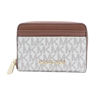 Image of Michael Kors Jet Set Travel Medium Zip Around Card Case Vanilla