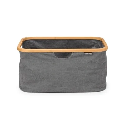 Image of Brabantia Foldable Laundry Basket 40L Water Resistant Hamper for Wet &amp; Dry Storage Clothes Linen Bamboo Rim Easy Grip Garment Washing Home Accessory Pepper Black