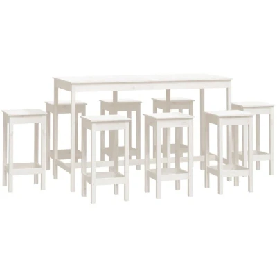 Image of vidaXL 9 Piece Bar Set White Solid Wood Pine
