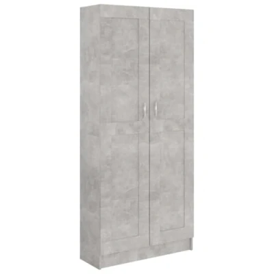 Image of vidaXL Book Cabinet Chipboard Bookcase Standing Shelf Storage Rack Highboard Stand Display Organiser Furniture Home Office Concrete Grey