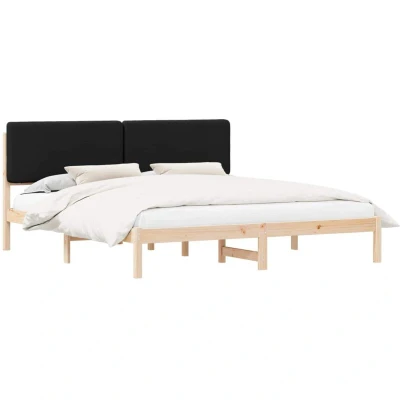 Image of vidaXL Bed Frame with Upholstered Headboard Black 200 x cm