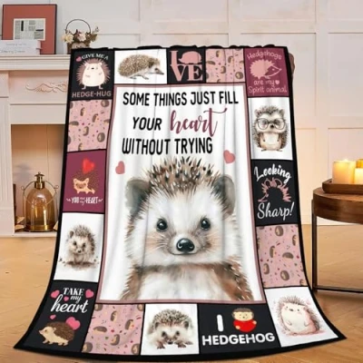 Image of Hedgehog Blanket Soft Cozy Throw Gifts for Lovers Stuff Super Plush Warm Men Women Fleece Flannel Gift Blankets Kids Adults 50&quot;X40&quot;