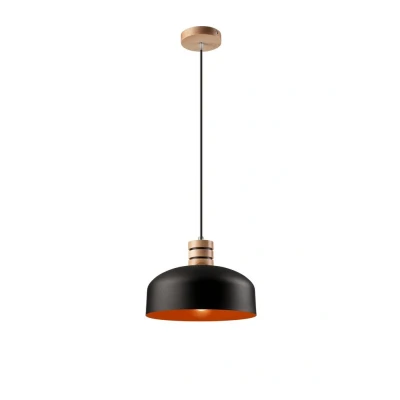 Image of Dome Pendant Ceiling Lights Black / Orange, 1x E27