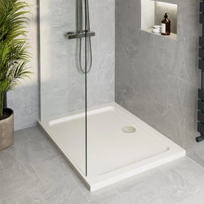 Image of 900x760mm Shower Tray Rectangular Low Profile Premium Anti Slip Free Waste