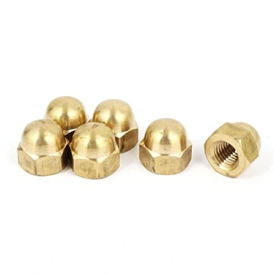 Image of Sourcingmap Hex Cap Nuts 6Pcs M12 Dome Brass Hexagon Decorative Nut for Screws Bolts Tone