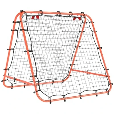 Image of HOMCOM Double Sided Football Rebounder Net, Rebound Net Target Goal with Five Adjustable Angles, Training Equipment for Kids, Orange