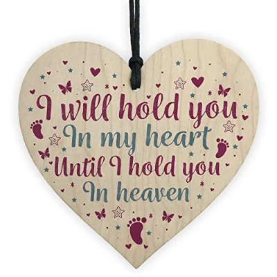Image of RED OCEAN Baby Memorial Gift Bereavement Miscarriage Stillborn Loss Handmade Wooden Heart Plaque Keepsake