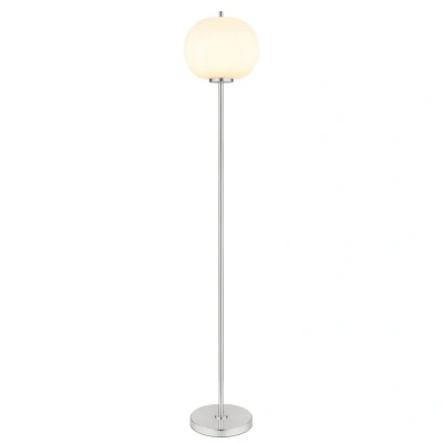Image of Blacky I Glass Floor Lamp Nickel Matt Opal Shade 1x E27