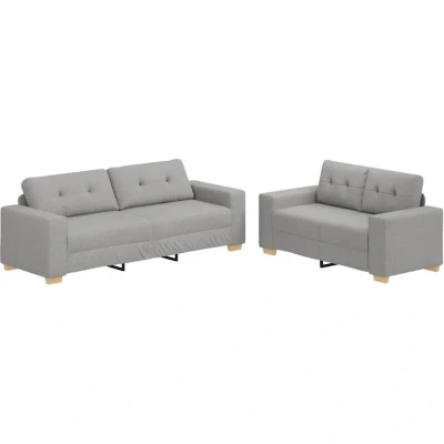 Image of vidaXL 2 Piece Sofa Set with Cushions Cloud Grey Fabric
